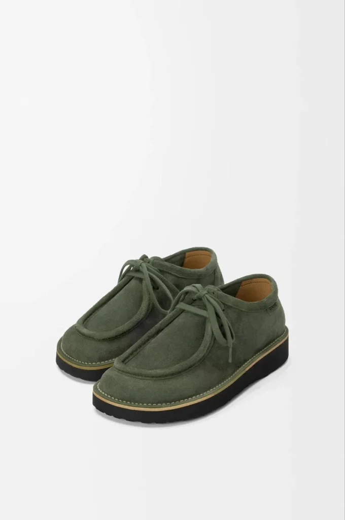 Faro lace-up in suede calfskin Sage Faro lace-up in suede calfskin Sage
