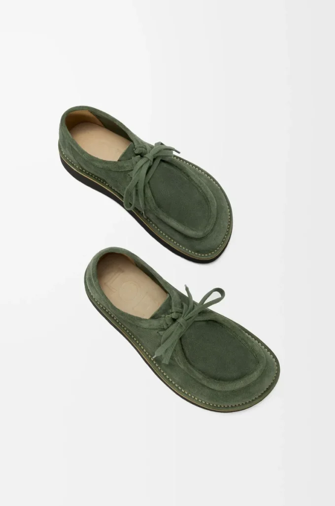 Faro lace-up in suede calfskin Sage Faro lace-up in suede calfskin Sage