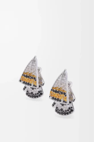 Feather earrings in sterling silver and crystals Silver/Orange Feather earrings in sterling silver and crystals Silver/Orange
