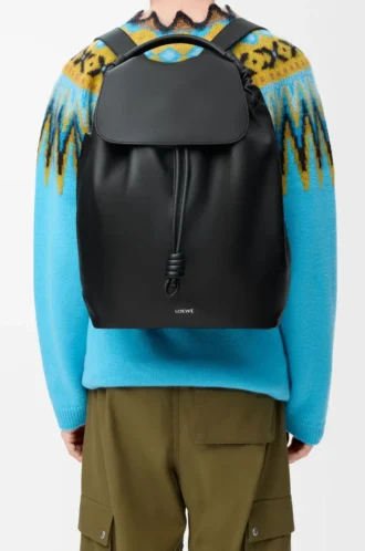 Flamenco backpack in shiny supple calfskin Black