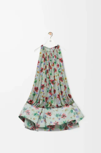 Flamenco dress in viscose Green/Red
