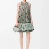 Flamenco dress in viscose Green/Red Flamenco dress in viscose Green/Red