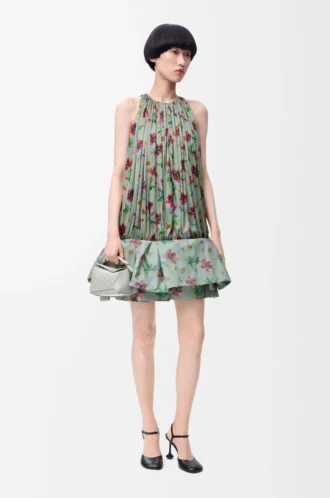 Flamenco dress in viscose Green/Red