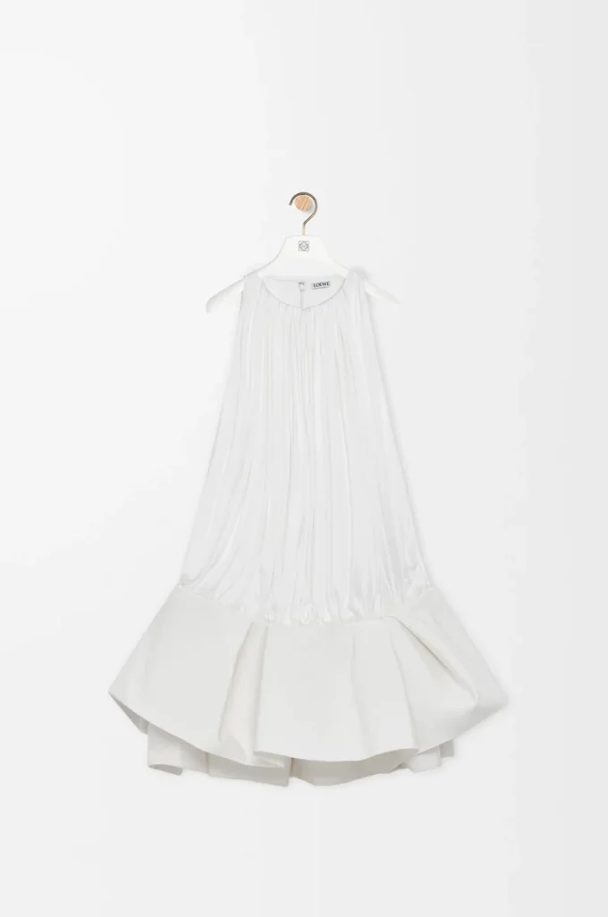 Flamenco dress in viscose White Flamenco dress in viscose White