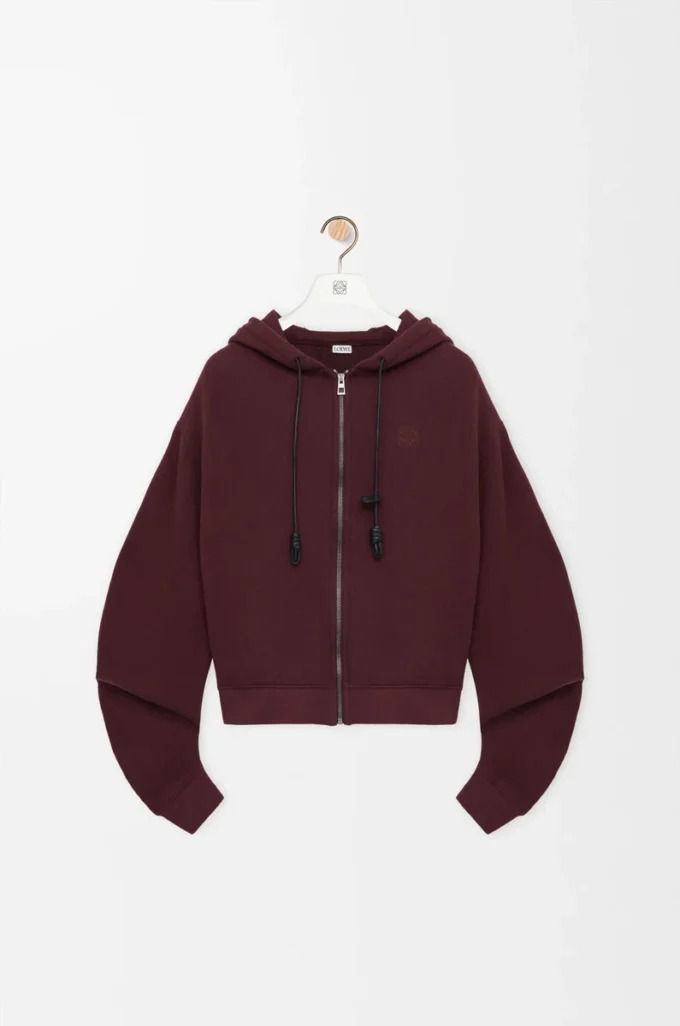 Flamenco hoodie in cotton and cashmere Dark Burgundy Flamenco hoodie in cotton and cashmere Dark Burgundy