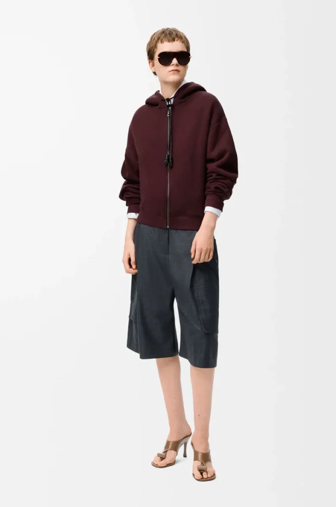 Flamenco hoodie in cotton and cashmere Dark Burgundy Flamenco hoodie in cotton and cashmere Dark Burgundy
