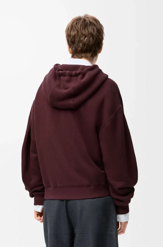 Flamenco hoodie in cotton and cashmere Dark Burgundy Flamenco hoodie in cotton and cashmere Dark Burgundy