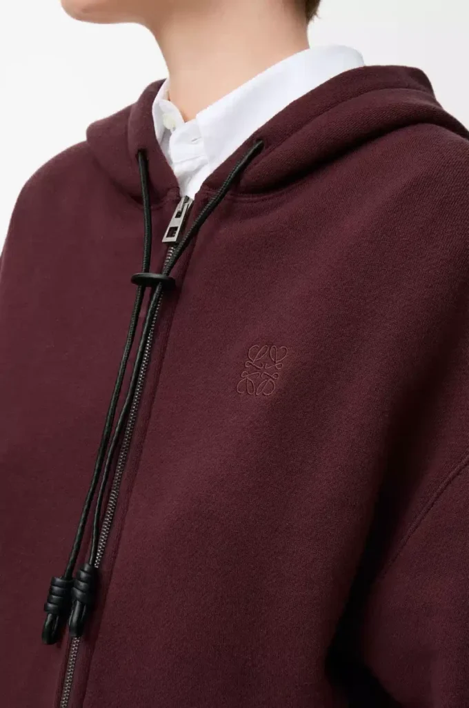Flamenco hoodie in cotton and cashmere Dark Burgundy Flamenco hoodie in cotton and cashmere Dark Burgundy