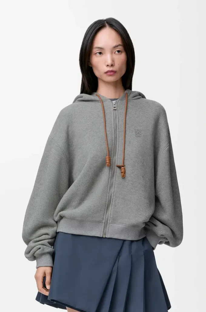 Flamenco hoodie in cotton and cashmere Grey Flamenco hoodie in cotton and cashmere Grey