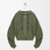 Flamenco hoodie in cotton and cashmere Khaki Green Flamenco hoodie in cotton and cashmere Khaki Green