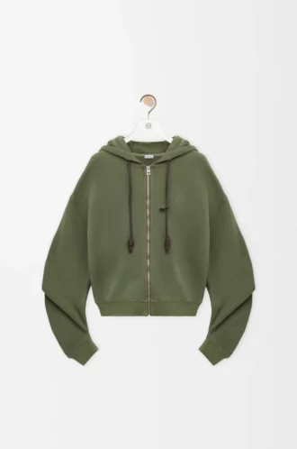 Flamenco hoodie in cotton and cashmere Khaki Green