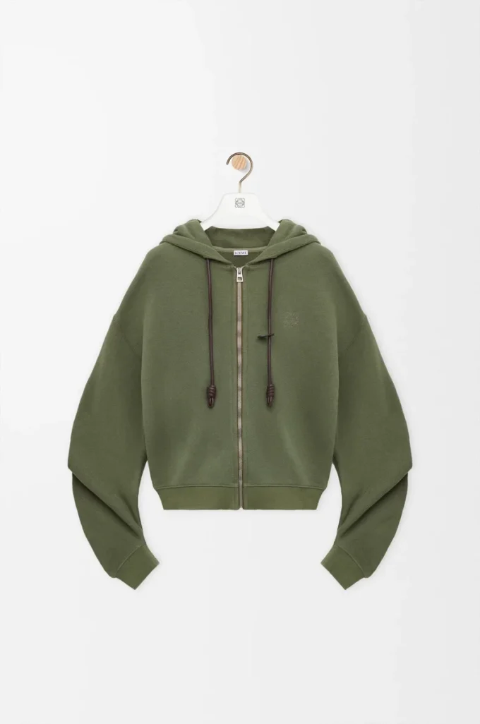 Flamenco hoodie in cotton and cashmere Khaki Green Flamenco hoodie in cotton and cashmere Khaki Green
