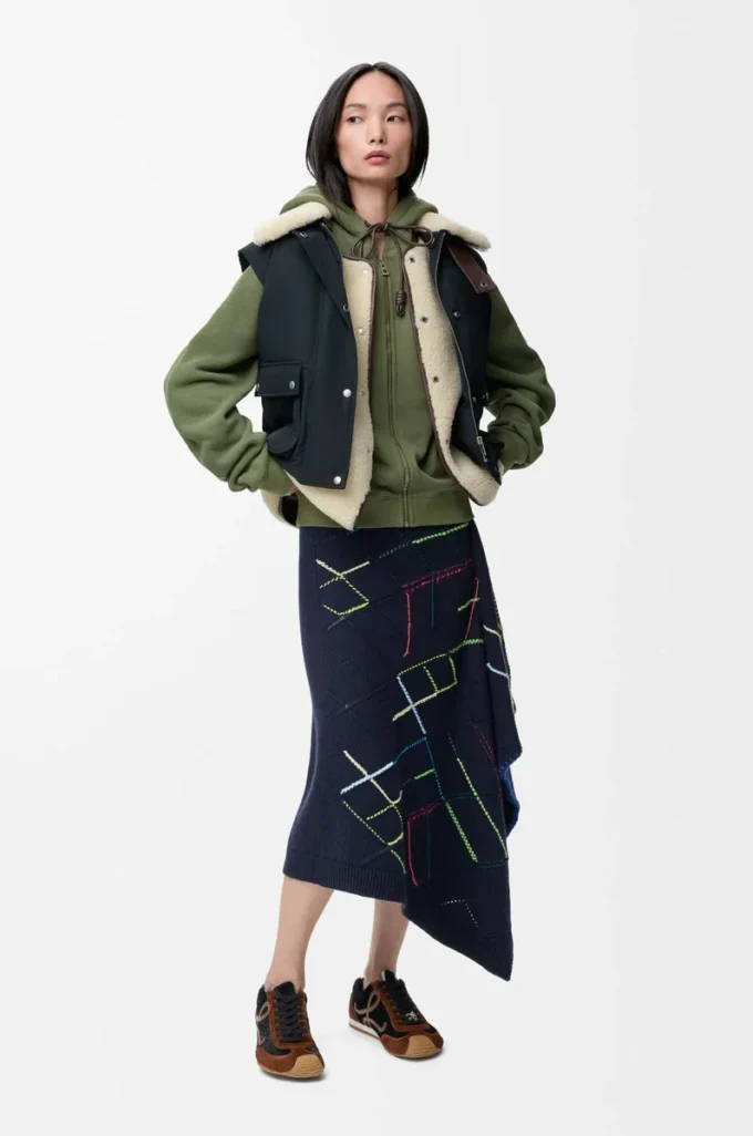 Flamenco hoodie in cotton and cashmere Khaki Green Flamenco hoodie in cotton and cashmere Khaki Green