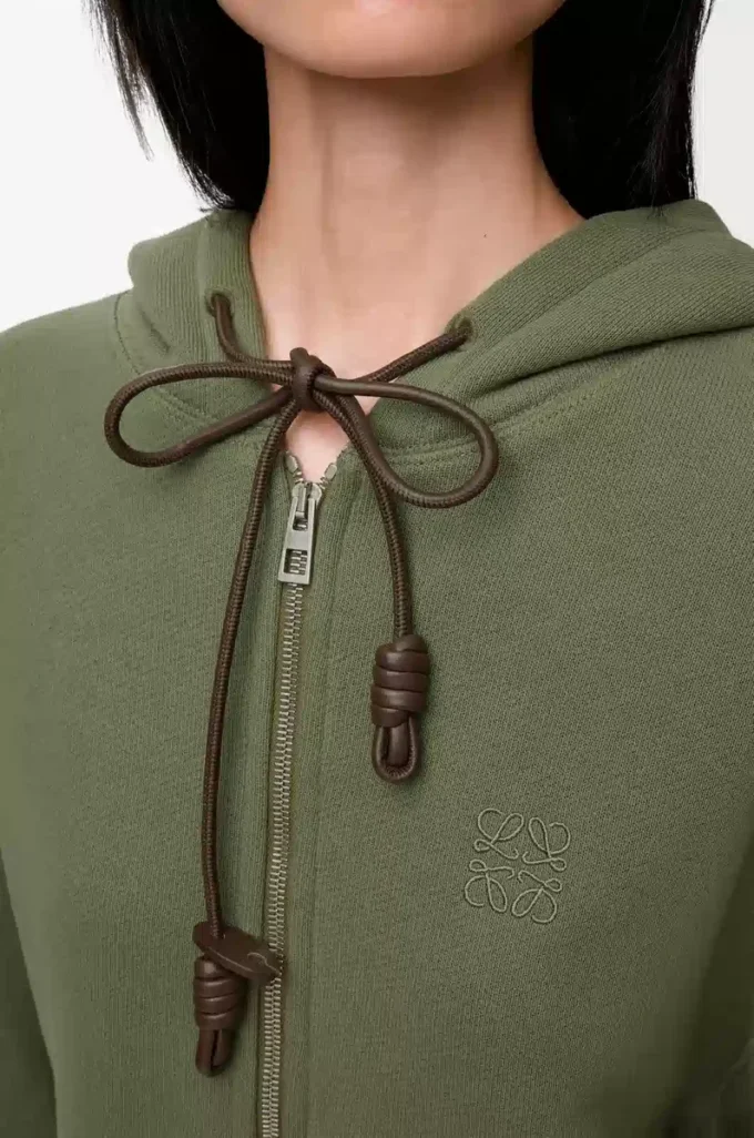 Flamenco hoodie in cotton and cashmere Khaki Green Flamenco hoodie in cotton and cashmere Khaki Green