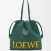 Flamenco logo tote in nappa calfskin Evergreen Flamenco logo tote in nappa calfskin Evergreen