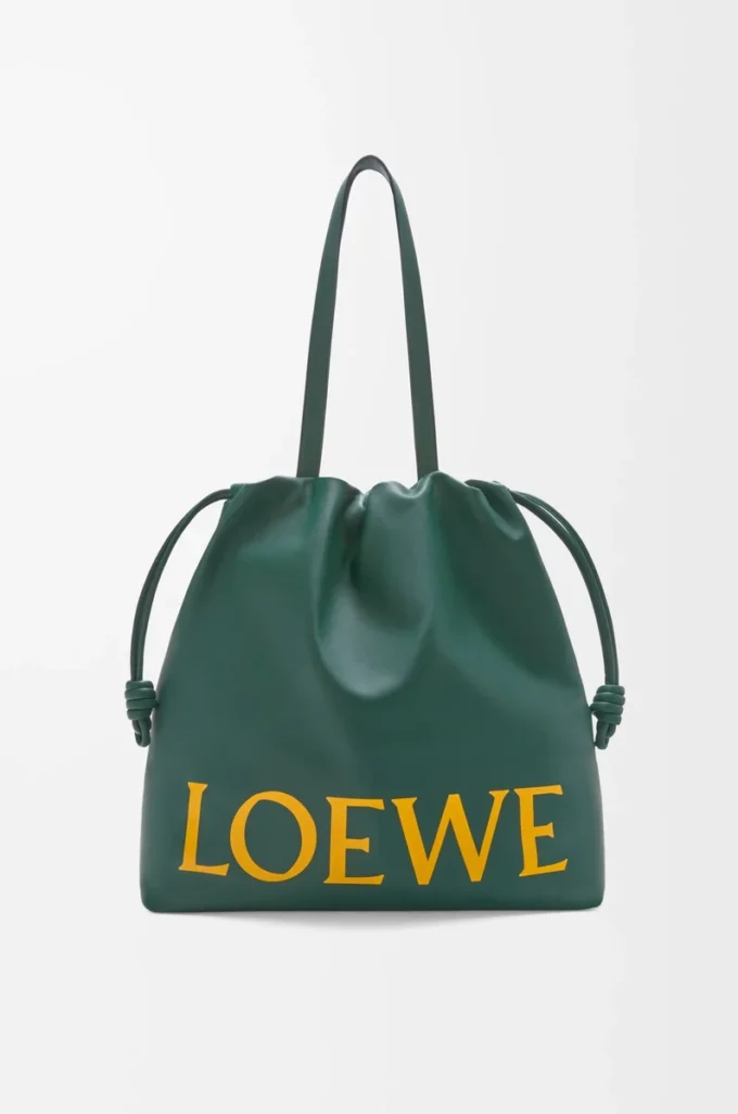 Flamenco logo tote in nappa calfskin Evergreen Flamenco logo tote in nappa calfskin Evergreen