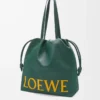 Flamenco logo tote in nappa calfskin Evergreen Flamenco logo tote in nappa calfskin Evergreen
