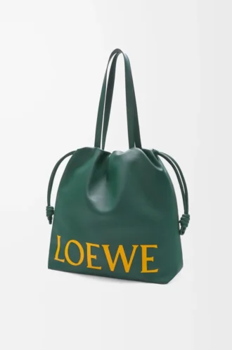 Flamenco logo tote in nappa calfskin Evergreen