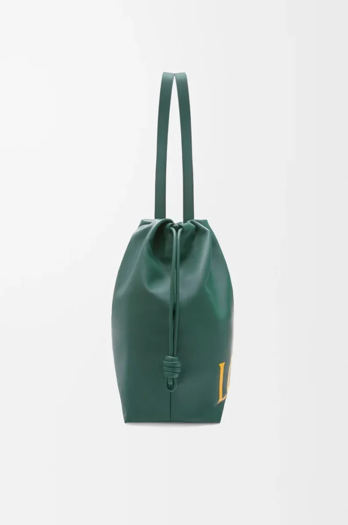 Flamenco logo tote in nappa calfskin Evergreen Flamenco logo tote in nappa calfskin Evergreen