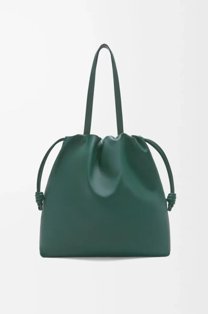 Flamenco logo tote in nappa calfskin Evergreen Flamenco logo tote in nappa calfskin Evergreen
