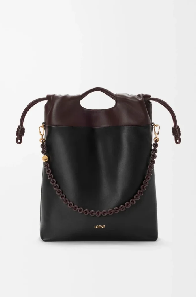 Flamenco purse tote in mellow nappa lambskin Black/Dark Chestnut Flamenco purse tote in mellow nappa lambskin Black/Dark Chestnut