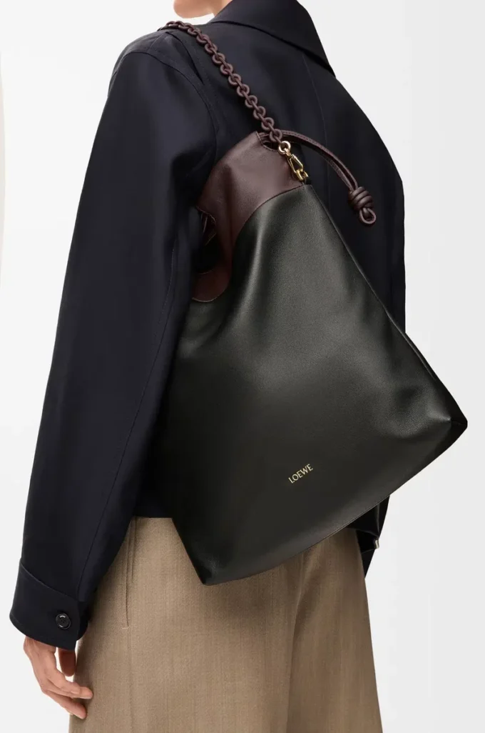 Flamenco purse tote in mellow nappa lambskin Black/Dark Chestnut Flamenco purse tote in mellow nappa lambskin Black/Dark Chestnut