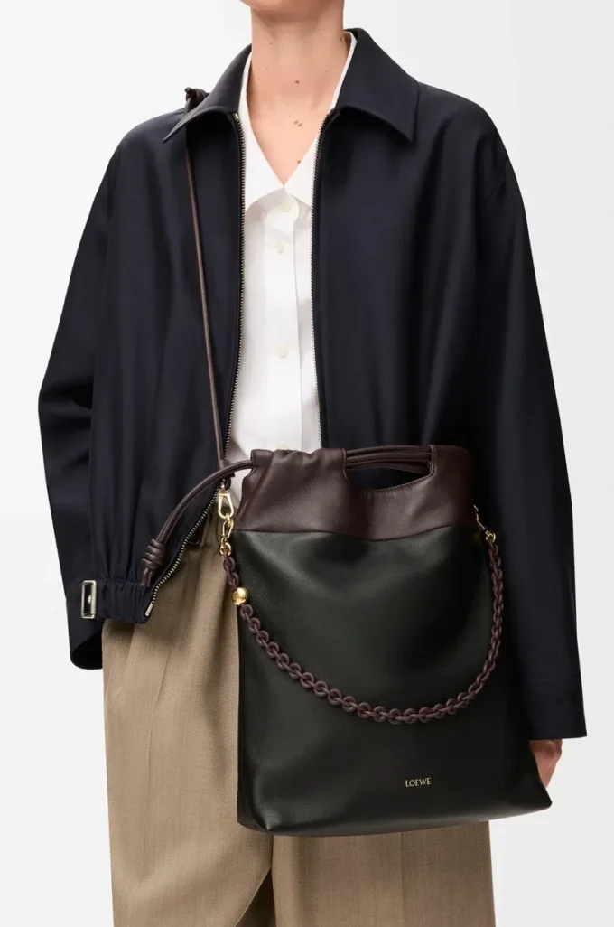 Flamenco purse tote in mellow nappa lambskin Black/Dark Chestnut Flamenco purse tote in mellow nappa lambskin Black/Dark Chestnut
