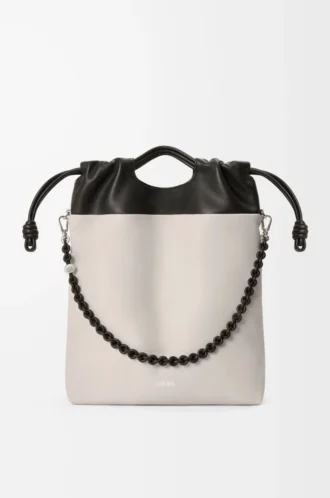 Flamenco purse tote in mellow nappa lambskin Light Ghost/Black