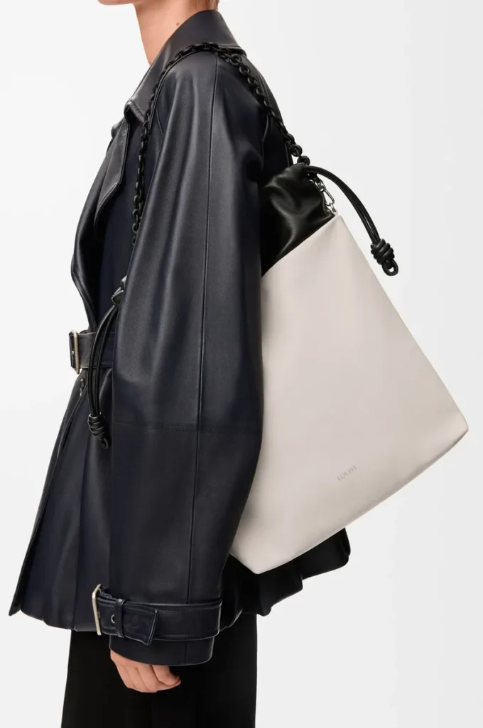Flamenco purse tote in mellow nappa lambskin Light Ghost/Black Flamenco purse tote in mellow nappa lambskin Light Ghost/Black