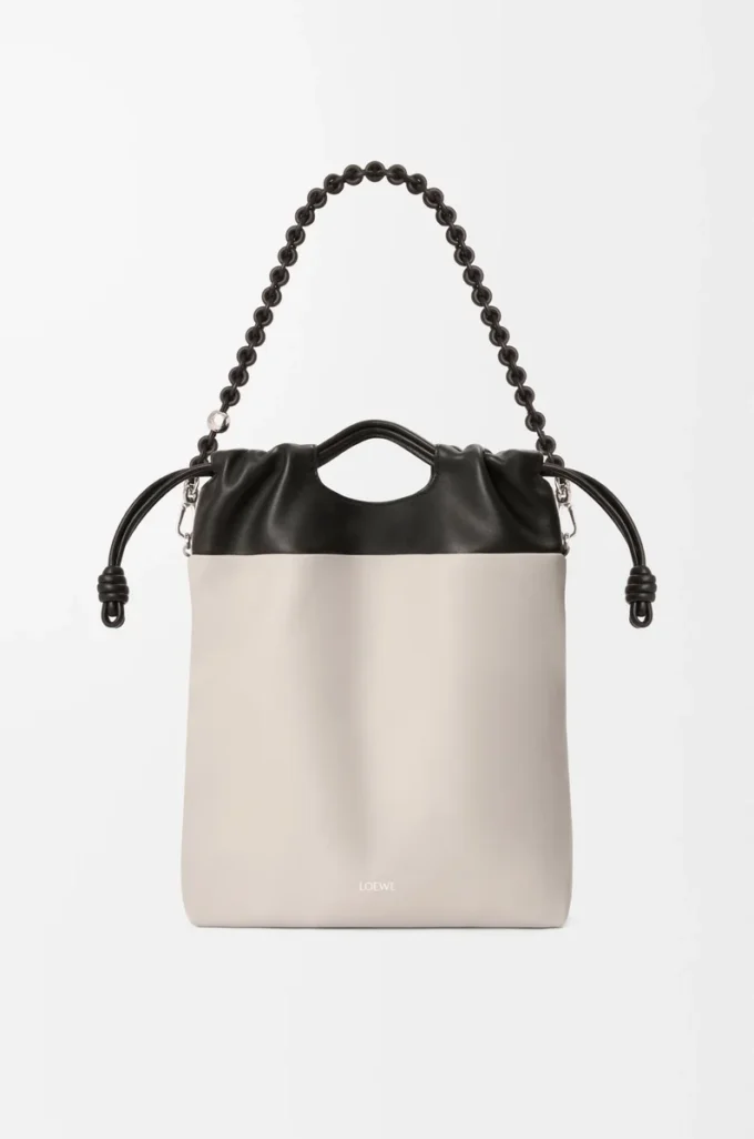 Flamenco purse tote in mellow nappa lambskin Light Ghost/Black Flamenco purse tote in mellow nappa lambskin Light Ghost/Black
