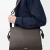 Flamenco satchel in shiny supple calfskin Dark Grey Flamenco satchel in shiny supple calfskin Dark Grey