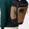 Flex roll-top backpack in canvas and suede Black/Dark Gold Flex roll-top backpack in canvas and suede Black/Dark Gold