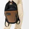 Flex roll-top backpack in canvas and suede Black/Dark Gold Flex roll-top backpack in canvas and suede Black/Dark Gold
