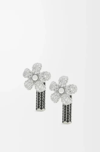 Flor earrings in sterling silver and crystals Silver/Transparent