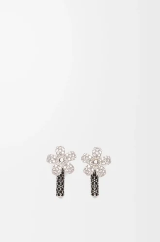 Flor earrings in sterling silver and crystals Silver/Transparent