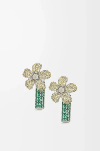 Flor earrings in sterling silver and crystals Silver/Yellow Flor earrings in sterling silver and crystals Silver/Yellow