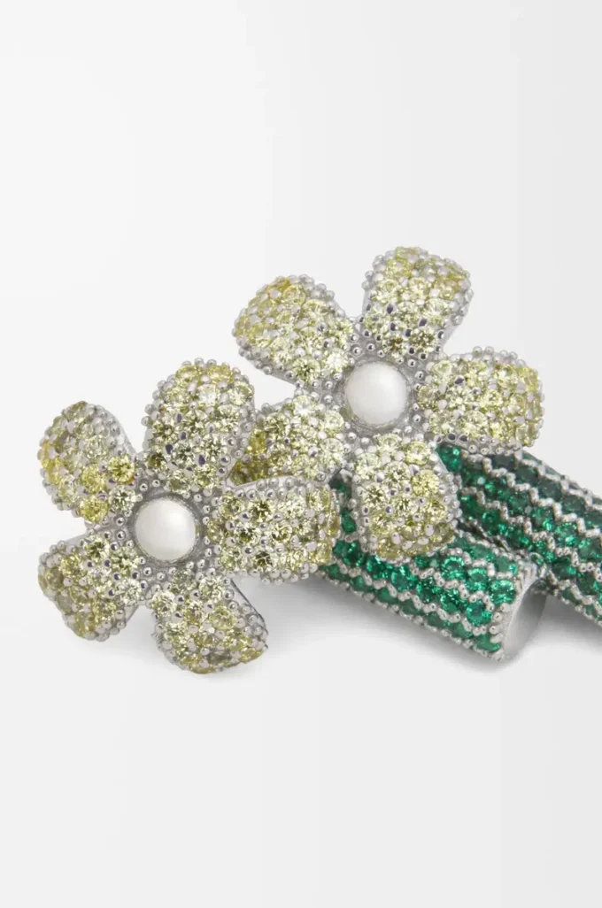Flor earrings in sterling silver and crystals Silver/Yellow Flor earrings in sterling silver and crystals Silver/Yellow