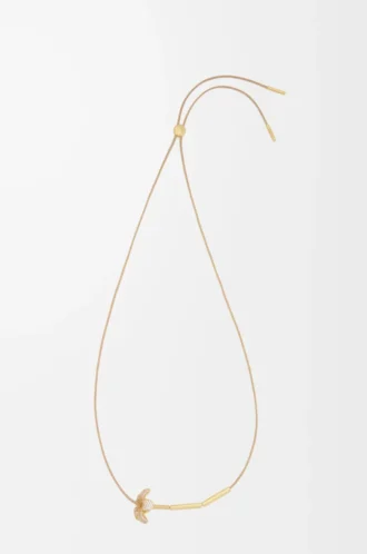 Flor necklace in sterling silver and crystals White/Gold