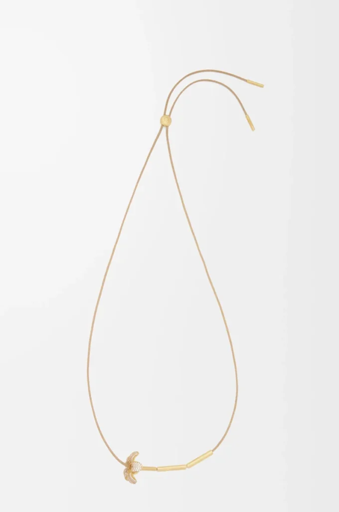 Flor necklace in sterling silver and crystals White/Gold Flor necklace in sterling silver and crystals White/Gold