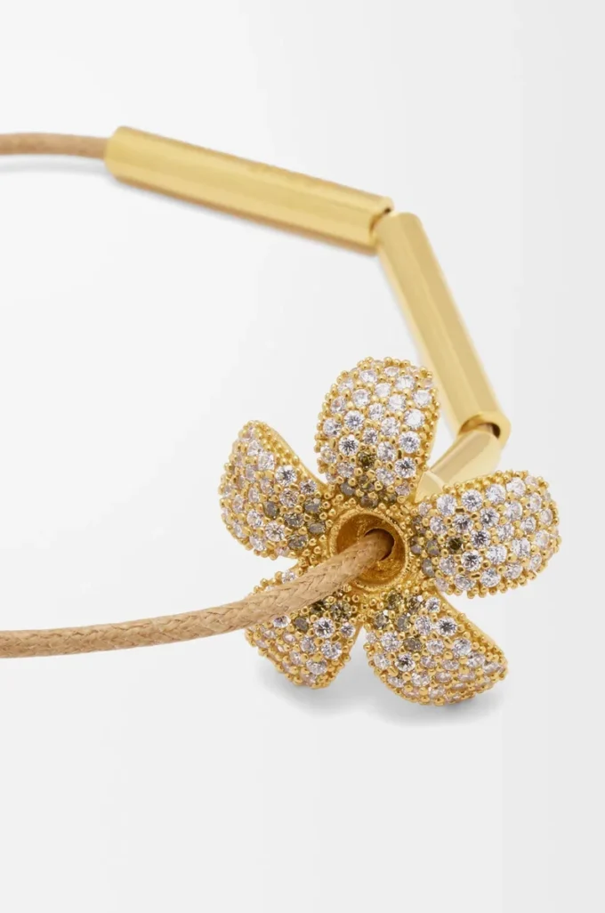 Flor necklace in sterling silver and crystals White/Gold Flor necklace in sterling silver and crystals White/Gold
