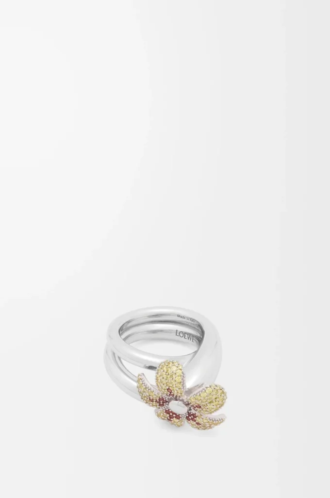 Flor ring in sterling silver and crystals Yellow/Silver Flor ring in sterling silver and crystals Yellow/Silver