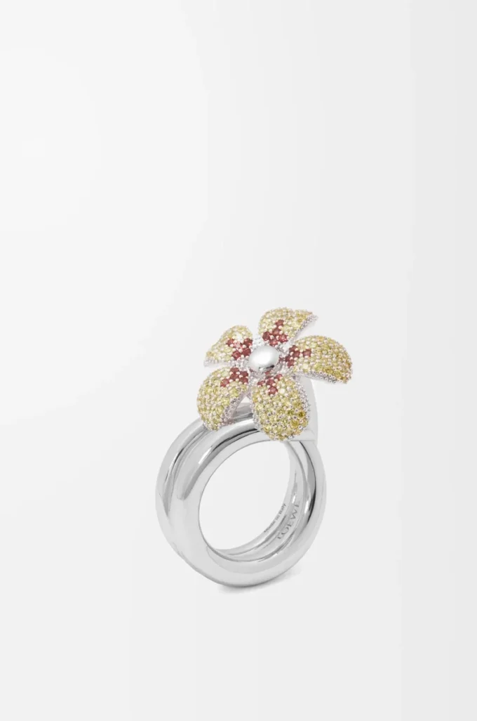 Flor ring in sterling silver and crystals Yellow/Silver Flor ring in sterling silver and crystals Yellow/Silver