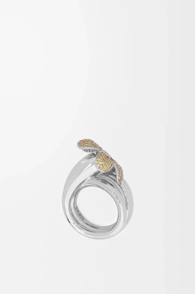 Flor ring in sterling silver and crystals Yellow/Silver Flor ring in sterling silver and crystals Yellow/Silver