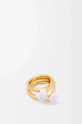 Flor ring in sterling silver and enamel Gold/White Flor ring in sterling silver and enamel Gold/White