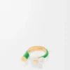 Flor ring in sterling silver and enamel Gold/White Flor ring in sterling silver and enamel Gold/White