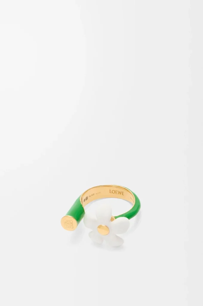 Flor ring in sterling silver and enamel Gold/White Flor ring in sterling silver and enamel Gold/White