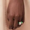 Flor ring in sterling silver and enamel Gold/White Flor ring in sterling silver and enamel Gold/White