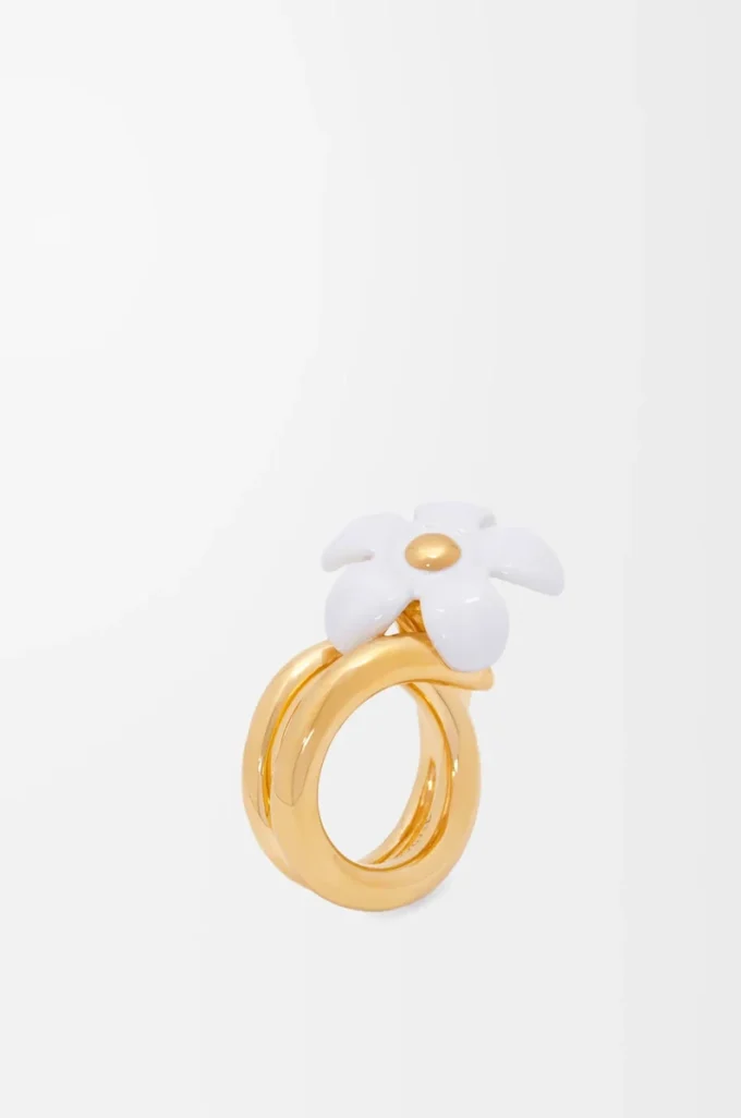 Flor ring in sterling silver and enamel Gold/White Flor ring in sterling silver and enamel Gold/White