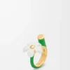 Flor ring in sterling silver and enamel Gold/White Flor ring in sterling silver and enamel Gold/White