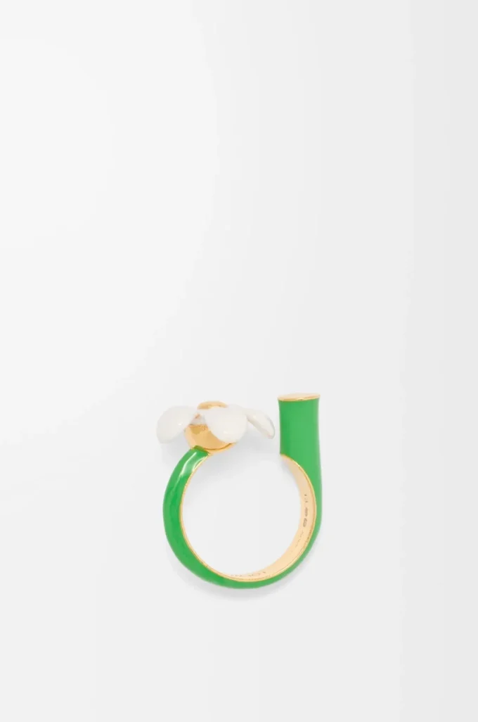 Flor ring in sterling silver and enamel Gold/White Flor ring in sterling silver and enamel Gold/White